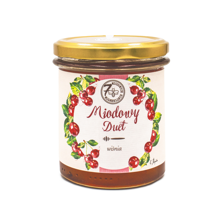 Miód z wiśnią 400g Darmowa Dostawa! Naturalne Produkty - 7 Miodowych Kontynentów