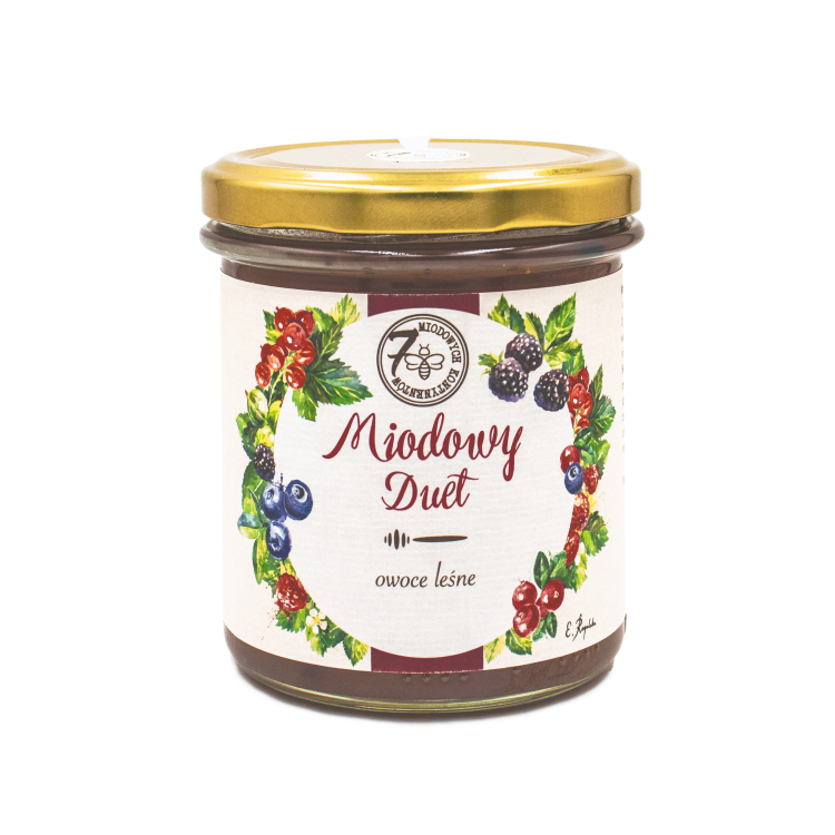 Miód z owocami leśnymi 400g Darmowa Dostawa! Naturalne Produkty - 7 Miodowych Kontynentów