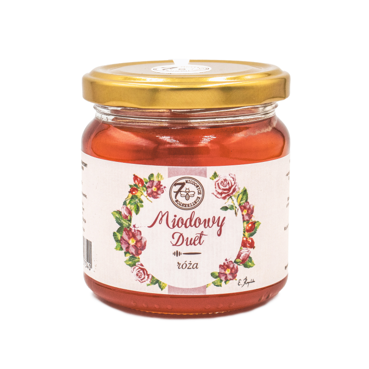 Miód z różą 250g Darmowa Dostawa! Naturalne Produkty - 7 Miodowych Kontynentów