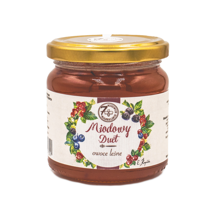 Miód z owocami leśnymi 250g Darmowa Dostawa! Naturalne Produkty - 7 Miodowych Kontynentów